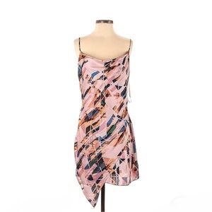 Naked Zebra Assymetrical Pink Spaghetti Strap Dress, S